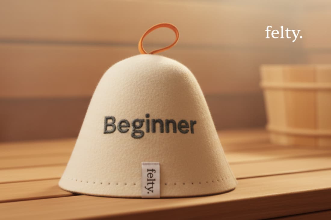The close-up of the "Beginner" sauna hat conveys the thoughtful design elements that can ease newcomers into enjoying the benefits of a sauna session.